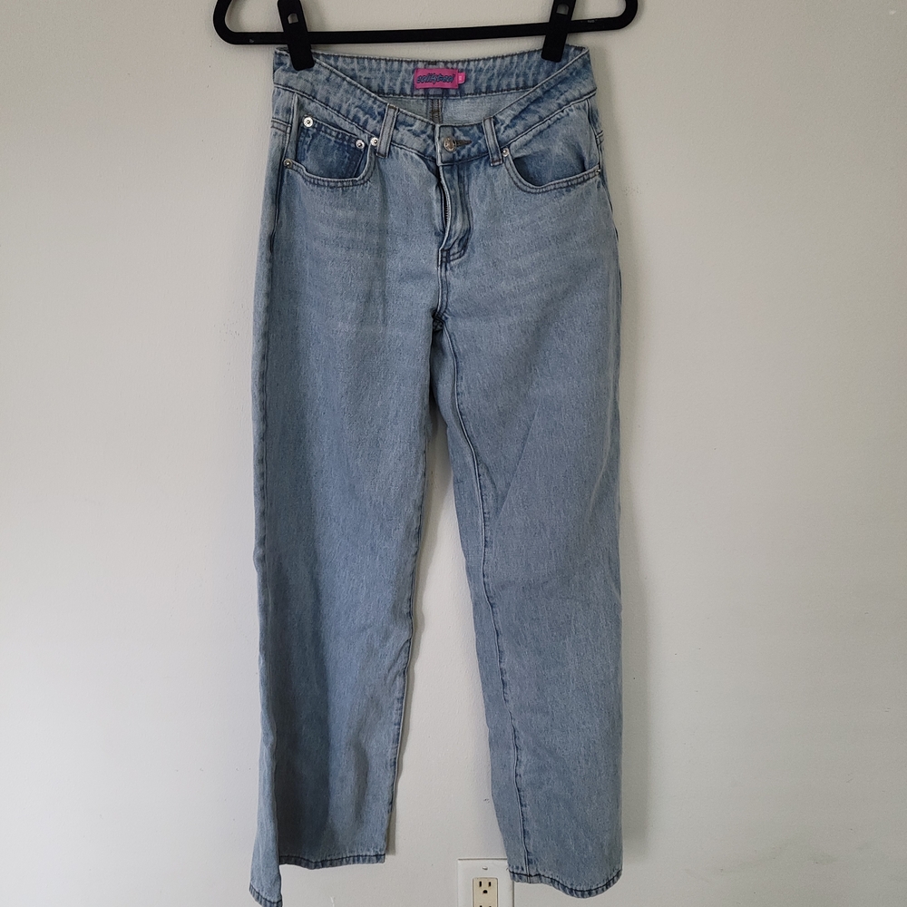 Edikted Light Blue Wide Leg Jeans XS